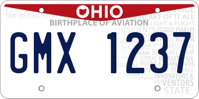 OH license plate GMX1237