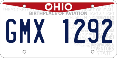OH license plate GMX1292