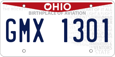 OH license plate GMX1301