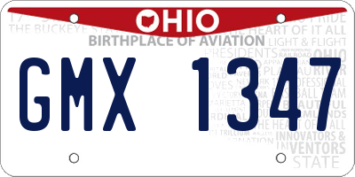 OH license plate GMX1347
