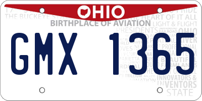 OH license plate GMX1365