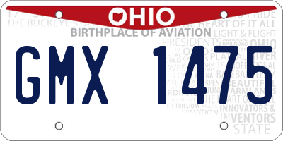 OH license plate GMX1475