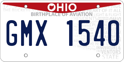 OH license plate GMX1540