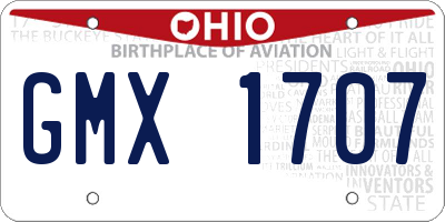 OH license plate GMX1707