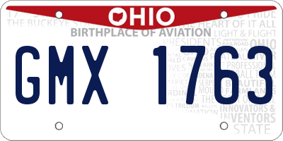 OH license plate GMX1763
