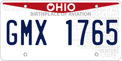 OH license plate GMX1765