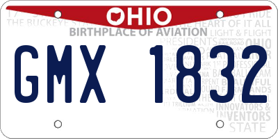 OH license plate GMX1832