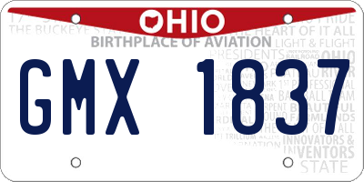 OH license plate GMX1837