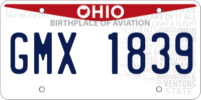 OH license plate GMX1839