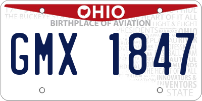 OH license plate GMX1847