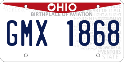 OH license plate GMX1868