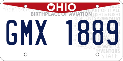 OH license plate GMX1889