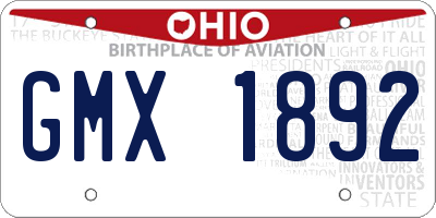 OH license plate GMX1892