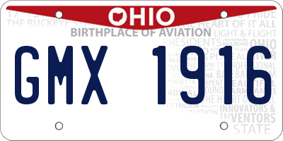 OH license plate GMX1916