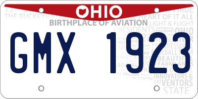 OH license plate GMX1923
