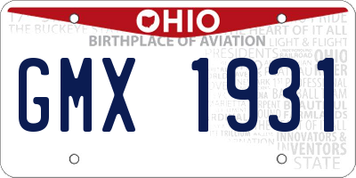 OH license plate GMX1931