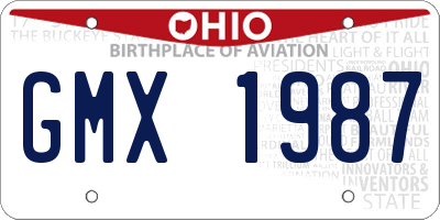 OH license plate GMX1987