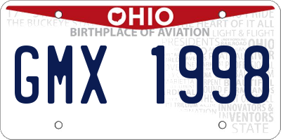 OH license plate GMX1998