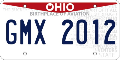 OH license plate GMX2012