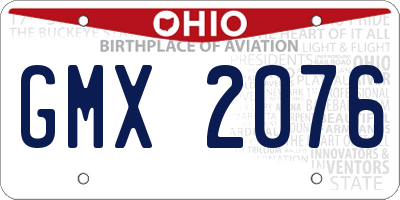 OH license plate GMX2076