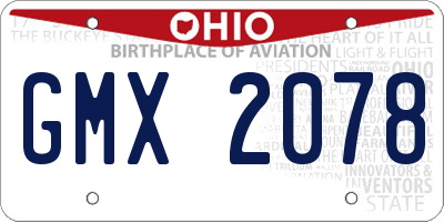 OH license plate GMX2078