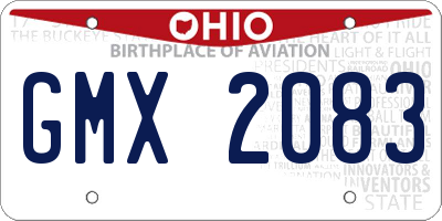 OH license plate GMX2083
