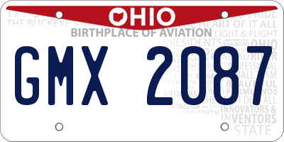 OH license plate GMX2087