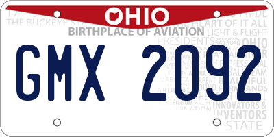 OH license plate GMX2092
