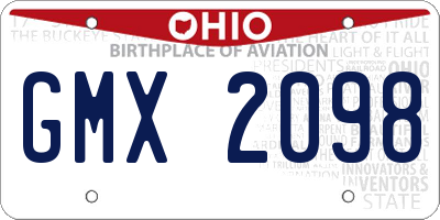 OH license plate GMX2098