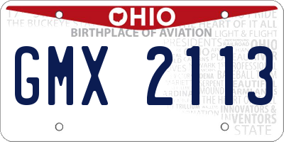 OH license plate GMX2113