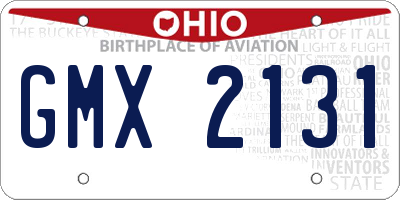OH license plate GMX2131