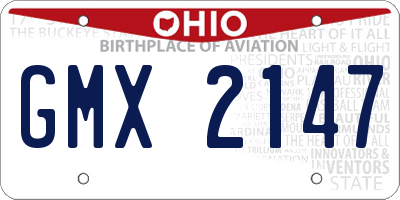 OH license plate GMX2147
