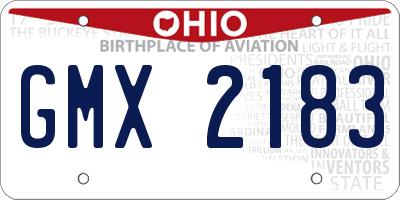 OH license plate GMX2183
