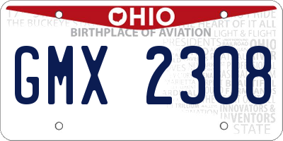 OH license plate GMX2308