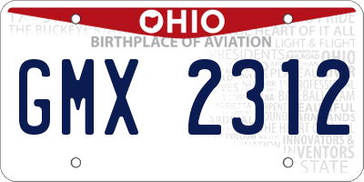 OH license plate GMX2312