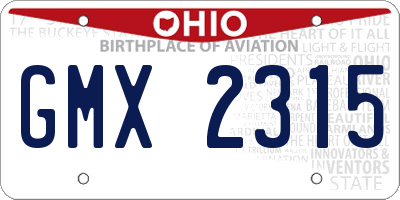 OH license plate GMX2315