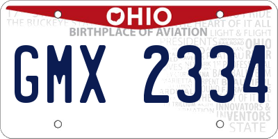 OH license plate GMX2334