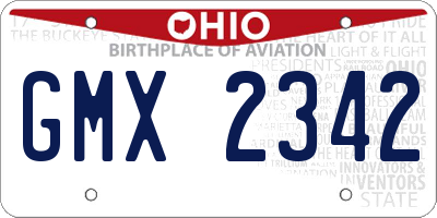 OH license plate GMX2342