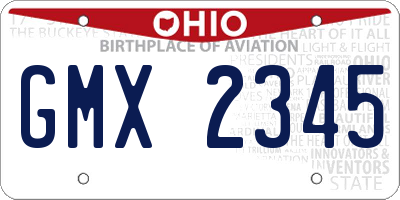 OH license plate GMX2345