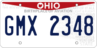 OH license plate GMX2348