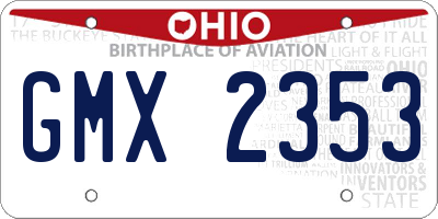 OH license plate GMX2353