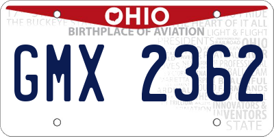 OH license plate GMX2362