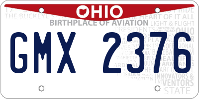OH license plate GMX2376