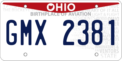 OH license plate GMX2381