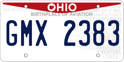 OH license plate GMX2383