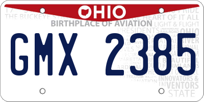 OH license plate GMX2385