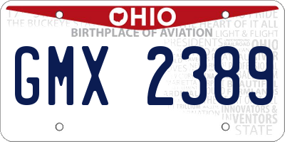 OH license plate GMX2389