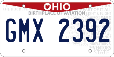 OH license plate GMX2392