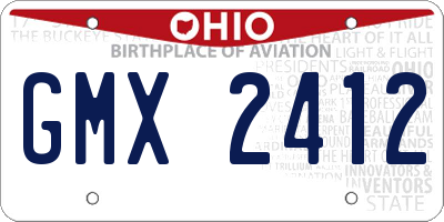 OH license plate GMX2412