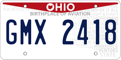 OH license plate GMX2418